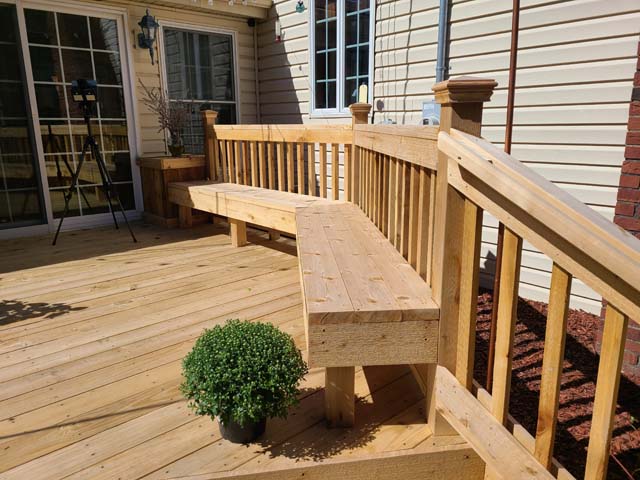 Wood deck with bench